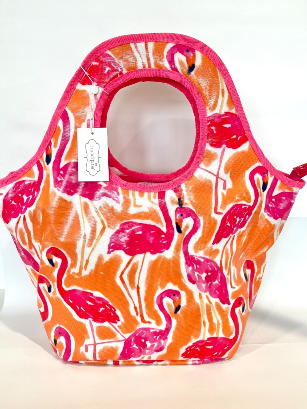 Mud PieZip Top Pink Flamingo Insulated Cooler Tote  Bag